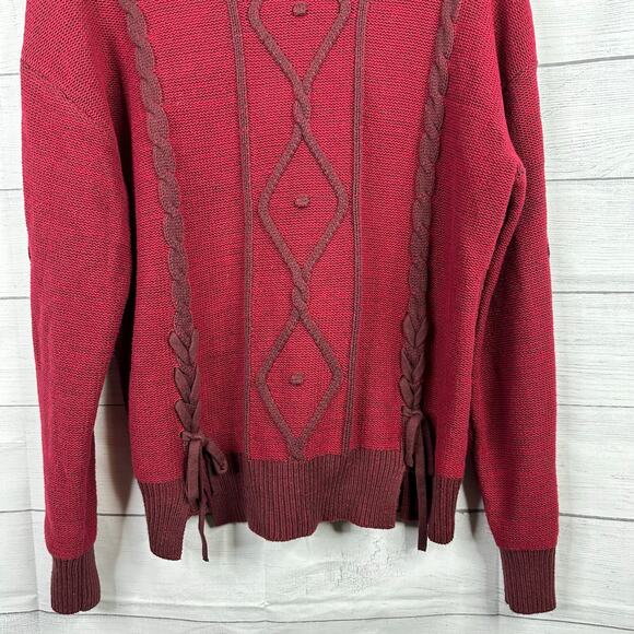 Frye & Co Womens size Large Braided Cable Knit Sweater Western Country Cowgirl - Picture 4 of 9